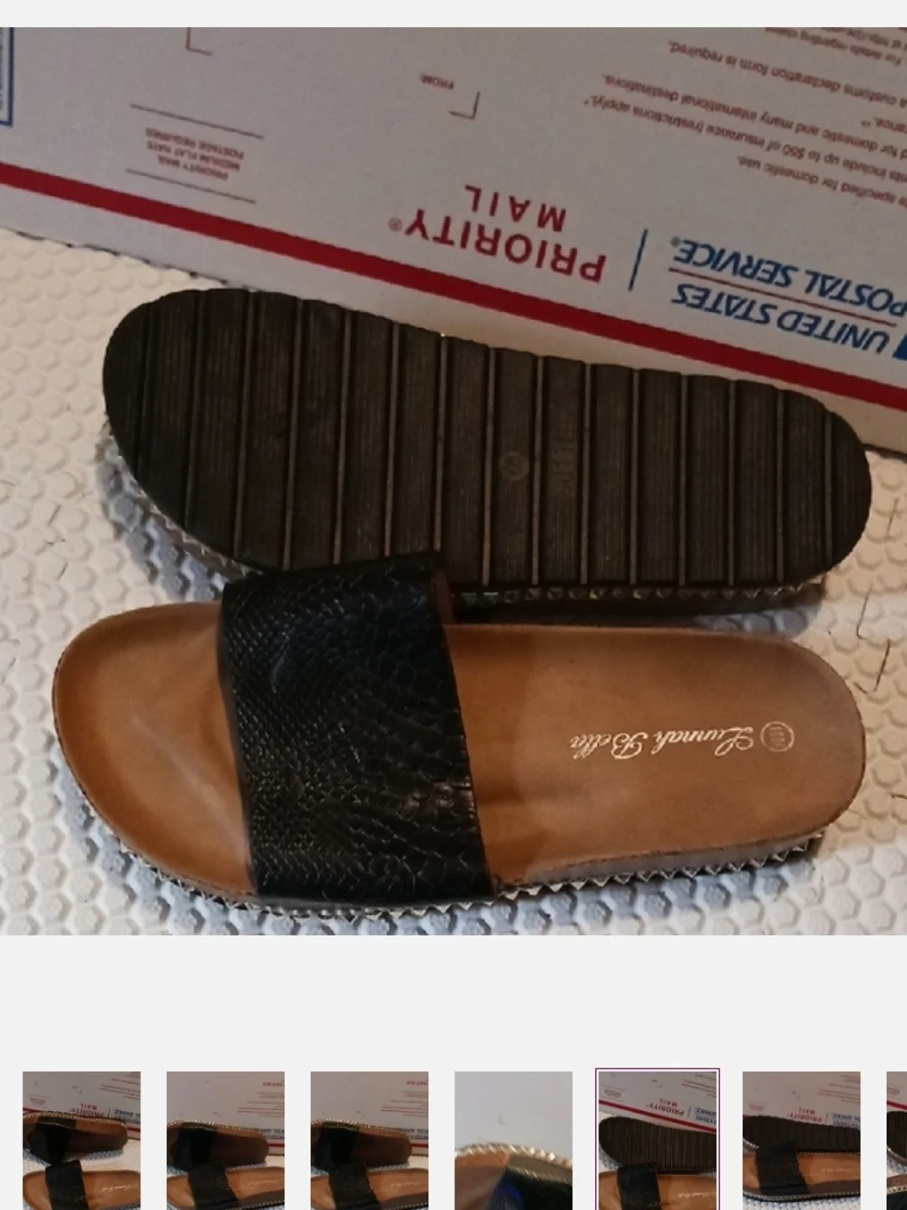 Black Textured Slide Sandals#used Condition - Picture 2 of 4